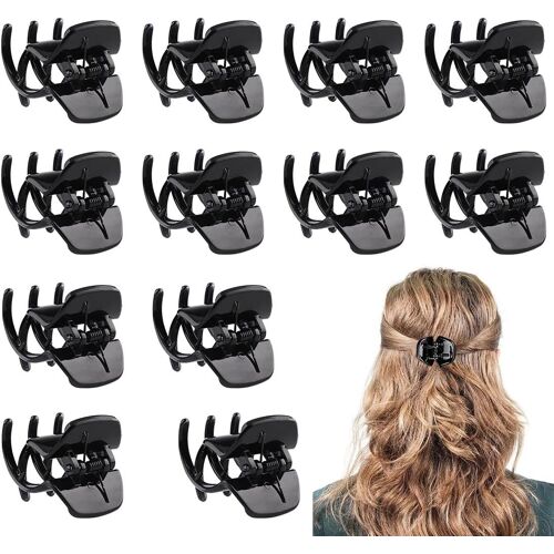 Black Hair Clips, 12 Pieces Medium Size Plastic Hair Clips 1.3 Inch, Jaw Hair Claw Clamp For Women Girls Thick And Medium Hair