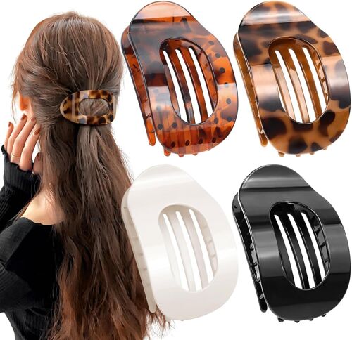 Pince À Cheveux Plate ¿ 4 Pcspince Cheveux Plate, Léger & Anti-Dérapant, Hair Clip Pour Cheveux Épais & Fins, Élégantes Hair Clip Pour Tous Les Jours, Sport, Conduite 