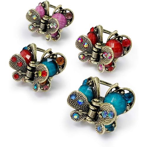 4 Pieces Women's Butterfly Hair Accessories Vintage French Hair Clip Metal Non-Slip Mini Hair Clip, Can Be Worn At Parties, Work And At Home