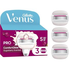 Asfasfq-Gillette Venus Lot De 3 Recharges De Rasoir Pour Femmes, Pro Comfortglide Parfum Sugarberry, Authentiques, A 5 Lames Et Soin Hydratant Olay Contre La Peau Sèche Après Le Rasage Du Corps Et De 