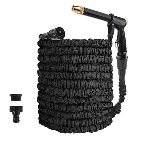 Tuyau d'arrosage flexible,portable,haute pression,odorà eau propre,extensible,magique,pour la maison et le jardin,lavage de voiture -Noir hose Noir gun-200ft