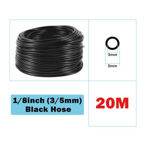 Tuyau d'irrigation vert/noir 5   100m 3/5mm,tuyau de Distribution vierge de 1/8 pouces,tuyau d'irrigation goutte à goutte en PVC,tuyau d'arrosage de jardin -Noir-20m