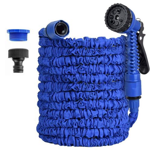 Tuyau d'arrosage magique extensible à haute pression,25-200 pieds,03 outils d'arrosage,pour le lavage de voiture -Blue-25ft
