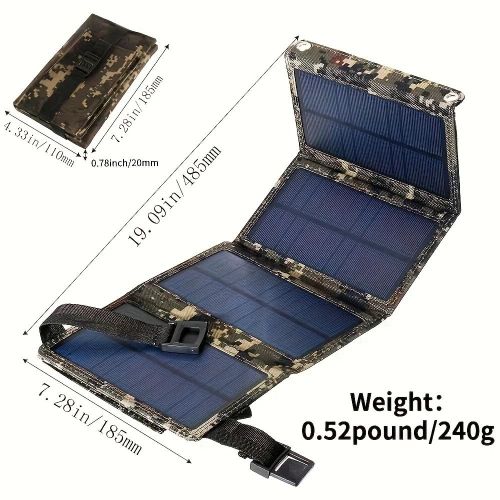 1pc Usb Panneau Solaire Pliable Portable Flexible Petit Étanche 5v Panneaux Solaires Pliants Cellules Pour Chargeur De Batterie De Téléphone Portable-Camouflage Pliant