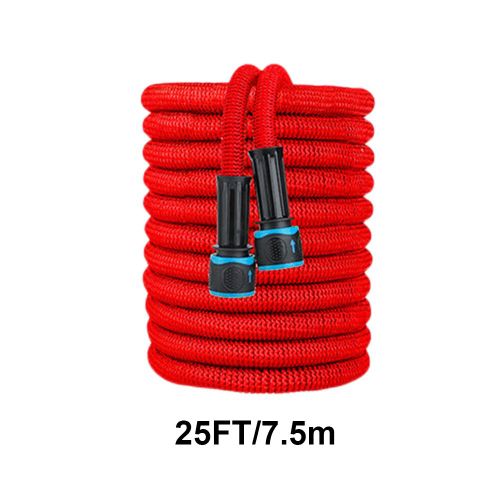 Tuyau d'Arrosage Extensible et Rétrécissant,Tuyau d'Irrigation pour Livres et Lavage de Voiture -Red 25FT