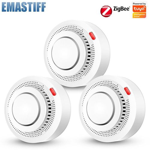 Détecteur de fumée Tuya Zigbee,sécurité domestique et cuisine,capteur de fumée,alarme sonore,fonctionne avec l'application Smart Life Hub - 3pcs zigbee smoke