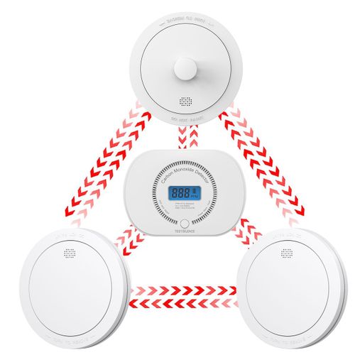 CPVAN-Détecteur de Monoxyde de Carbone et de Chaleur et de struction ée,Ensemble d'Alarmes Interconnectées,Sans Fil,Équipement de Capteur de CO - 2 Smoke 1 Heat 1 CO