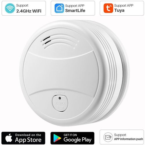 Tuya WiFi détecteur de fumée alarme Protection incendie intelligente 90dB capteur d'alarme de fumée système de sécurité à domicile fonctionne avec l'application Tuya Smart - 1PCS Smoke Sensor