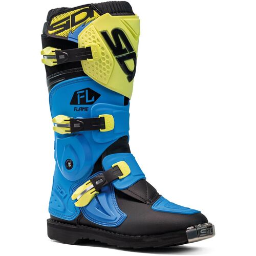 Sidi Flame Bottes De Motocross Pour Enfants, Noir-Bleu-Jaune, Taille 39 Pour Des Gamins
