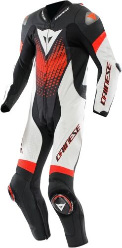 Dainese Laguna Seca 6 Combinaison De Moto En Cuir 1 Pièce, Noir-Blanc-Rouge, Taille 48 Pour Hommes