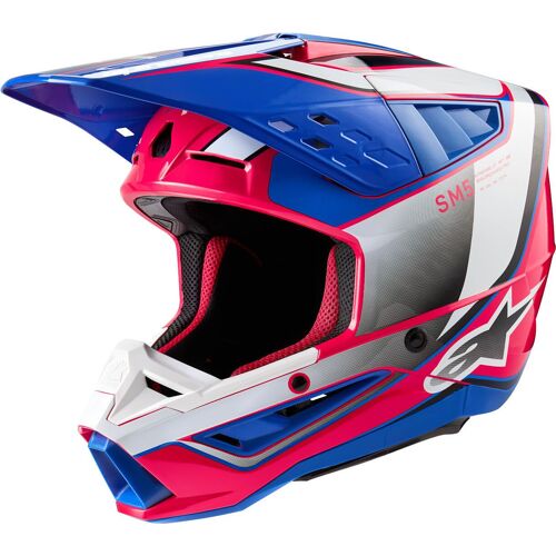 Alpinestars S-M5 Sail 2024 Casque De Motocross, Blanc-Rose-Bleu, Taille L Pour Hommes