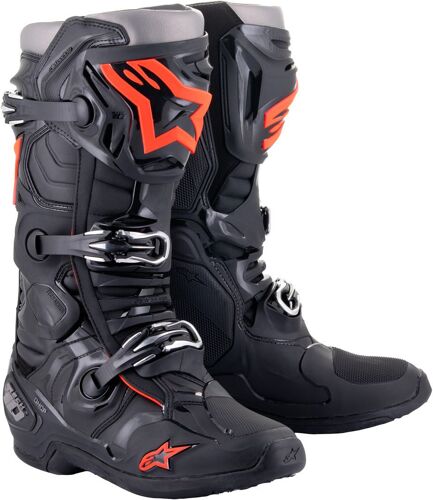 Alpinestars Tech 10 Bottes Motocross, Noir-Rouge, Taille 42 Pour Hommes