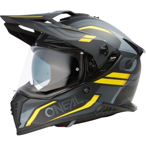 Oneal A-Srs Spike Casque De Motocross, Noir-Gris-Jaune, Taille S Pour Hommes