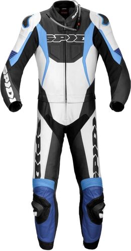 Spidi Sport Warrior Touring Two Piece Costume En Cuir De Moto, Noir-Blanc-Bleu, Taille 54 Pour Hommes