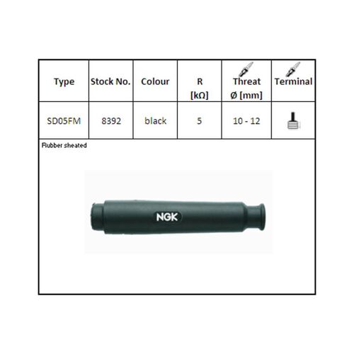 Ngk Plug Connecteur Sd-05 Fm, Noir Tout Droit Long