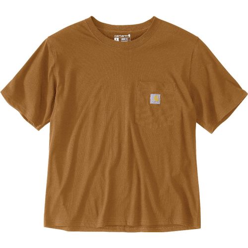 Carhartt Loose Fit Lightweight Short Sleeve Crewneck Ladies T-Shirt, Brun, Taille M Pour Femmes