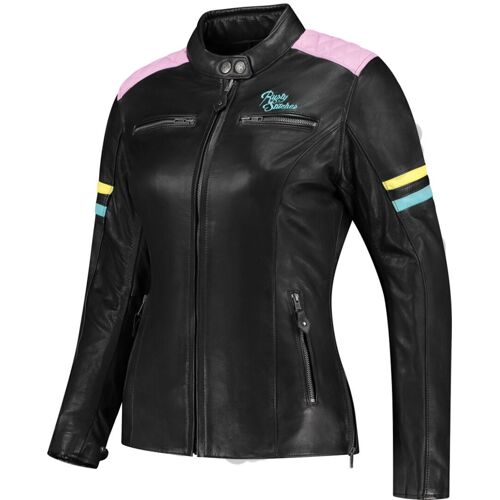 Rusty Stitches Joyce V2 Veste En Cuir De Moto Pour Dames, Noir-Multicolore, Taille 38 Pour Femmes
