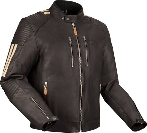 Segura Orion Blouson En Cuir De Moto Imperméable, Brun, Taille S Pour Hommes