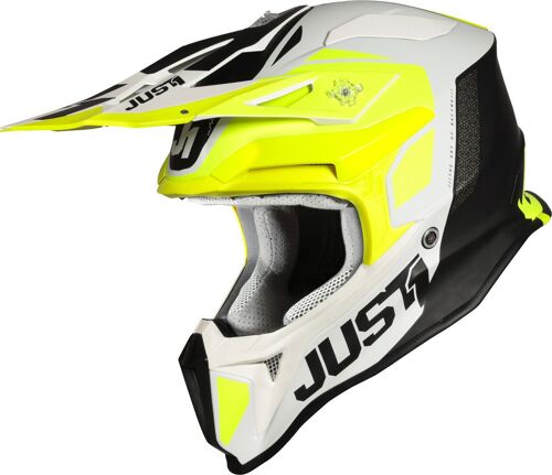 Just1 J18 Pulsar Casque Motocross, Noir-Blanc-Jaune, Taille S Pour Hommes