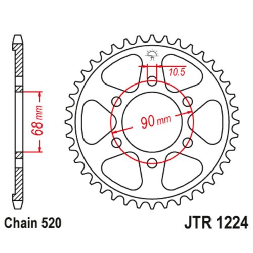 Jt Sprockets Couronne Acier Standard 1224 - 520