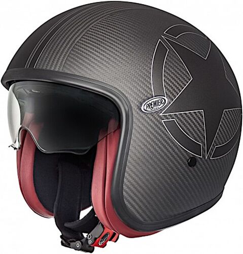 Premier Vintage Carbon Star Casque Jet, Noir, Taille S Pour Hommes