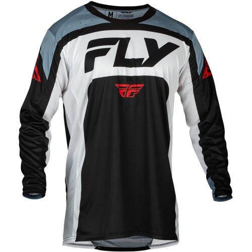 Fly Racing Lite 2024 Maillot De Motocross, Noir-Gris-Blanc, Taille L