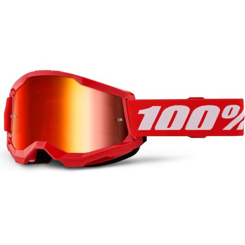 100% Strata 2 Essential Chrome Lunettes De Motocross, Blanc-Rouge Pour Hommes