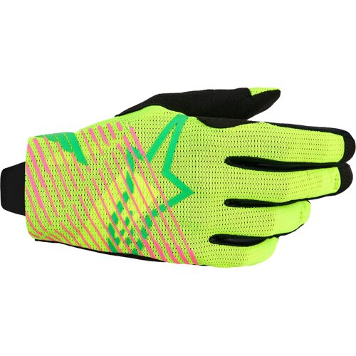 Alpinestars Radar Pro Gants De Motocross, Rose-Vert-Jaune, Taille M Pour Hommes
