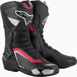 Alpinestars Smx-6 V3 Bottes De Moto, Noir-Rouge-Argent, Taille 39 Pour Hommes