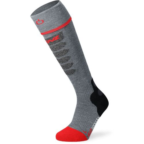 Lenz Heat Sock 5.1 Toe Cap Slim Chaussettes Chauffantes, Noir-Gris-Rouge, Taille 45 - 47 Pour Hommes