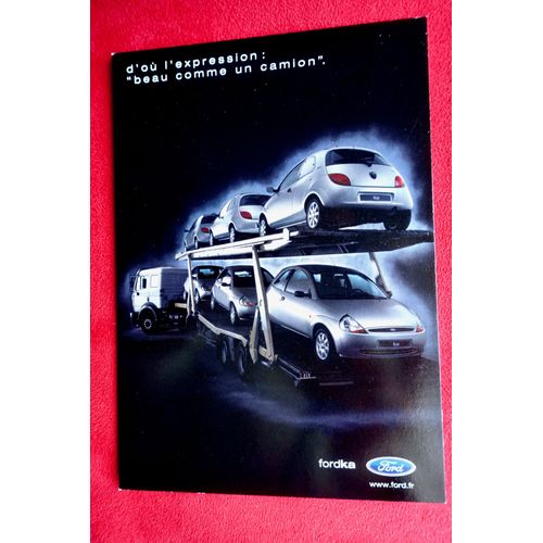 Ancienne Carte Postale Publicitaire Voiture Ford Ka.