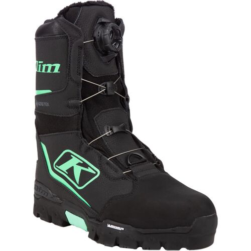 Klim Aurora Gtx Boa 2023 Bottes De Motoneige Pour Dames, Noir-Vert, Taille 43 Pour Femmes