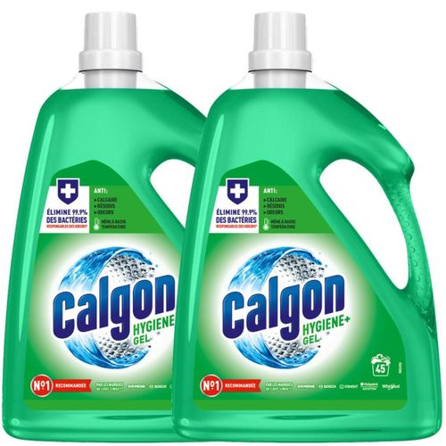 CALGON Lot de 2 Gels Hygiène Plus Anticalcaire Nettoyant pour Lave-linge - 2,25L