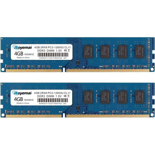 8gb kit 2 x 4gb ddr3-1600 udimm ram,4GB 2RX8 PC3-12800U-11 240PIN DIMM SDRAM Non ECC Desktop Memory 1.5V