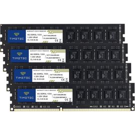 TIANYI-32 Go KIT(4x8Go) DDR3 / DDR3L 1333 MHz PC3-10600 Non-ECC Unbuffered 1,5 V / 1,35 V CL9 2Rx8 Faible densité Double rangée 240 Broches UDIMM Module de mémoire RAM pour Ordinateur de Bureau