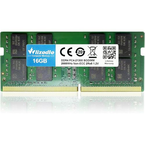 DDR4 2666MHz Laptop Mémoire RAM 16Go CL19 So-DIMM Module de Mémoire PC4-21300 260-Pin 1.2V Non-ECC 2Rx8 Upgrade Notebook Memory pour Ordinateur Portable, Vert