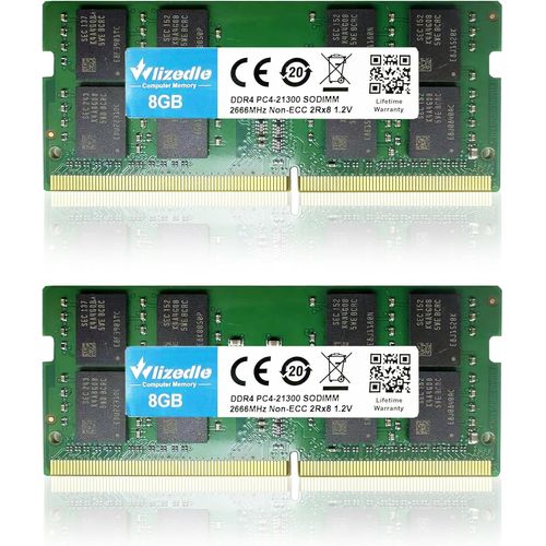 DDR4 2666MHz Laptop Mémoire RAM 16Go Kit (2x8Go) CL19 So-DIMM Module de Mémoire PC4-21300 260-Pin 1.2V Non-ECC 2Rx8 Upgrade Notebook Memory pour Ordinateur Portable, Vert