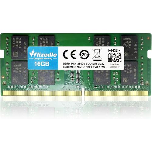 DDR4 3200MHz Laptop Mémoire RAM 16Go CL22 So-DIMM Module de Mémoire PC4-25600 260-Pin 1.2V Non-ECC 2Rx8 Upgrade Notebook Memory pour Ordinateur Portable, Vert