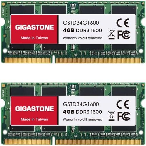 [DDR3 RAM Mise à Niveau pour Portable] GIGASTONE 8Go Kit(2x4Go) DDR3/DDR3L 1600MHz(1333MHz) PC3-12800(PC3-10600) CL11 1.35V/1.5V 2Rx8 204pin UnbuffeRouge Non ECC Mémoire Haute Performance