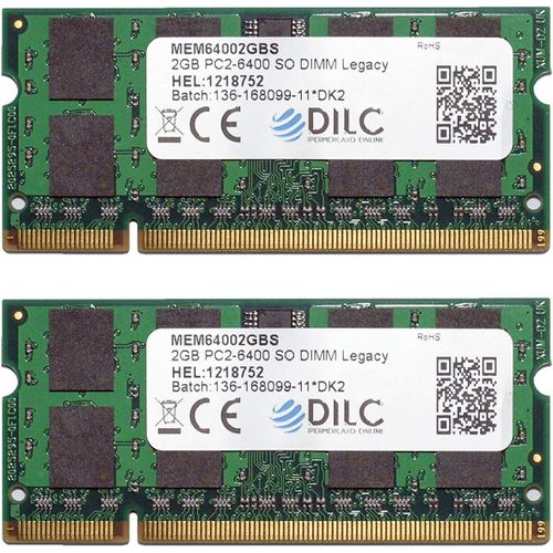 RAM DDR2 SODIMM 2 Go, 2 mémoires RAM pour ordinateur portable, 800 MHz PC2-6400 (240 broches), compatible avec ordinateurs portables/ordinateurs portables ou mini-PC avec emplacements SODIMM
