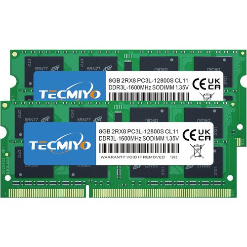 TIANYI-16Go(2 x 8 Go) DDR3 PC3L-12800S Sodimm DDR3 / DDR3L 1600 MHz CL11 PC3-12800 1,35 V/1,5 V 204 Broches Non ECC SODIMM Non Tampon Compatible with Apple MacBook Pro, iMac, MacBook Mini