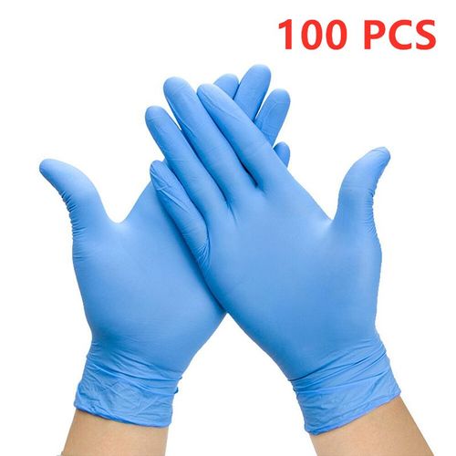 Gants en latex de poulet NitCarter pour le travail,la vaisselle,la cuisine,le jardin,les livres ménagers,le salon de coiffure,les gants sans poudre,100 pièces -Bleu 100PCS-XS