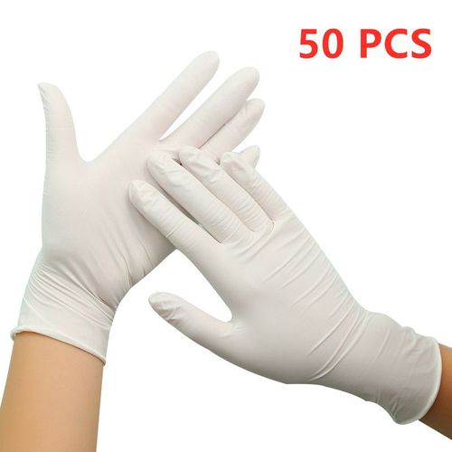 Gants en latex de poulet NitCarter pour le travail,la vaisselle,la cuisine,le jardin,les livres ménagers,le salon de coiffure,les gants sans poudre,100 pièces -Blanc 50PCS-L