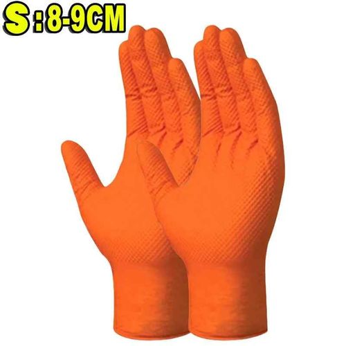 Gants épais et robustes en Nitrile,8Mil,Extra mécanicien,pour la maison,le jardin,jetables,avec poignée texturée,gants de travail de sécurité antidérapants - Type Orange M-1PC