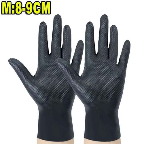 Gants épais et robustes en Nitrile,8Mil,Extra mécanicien,pour la maison,le jardin,jetables,avec poignée texturée,gants de travail de sécurité antidérapants - Type Black M-50PCS