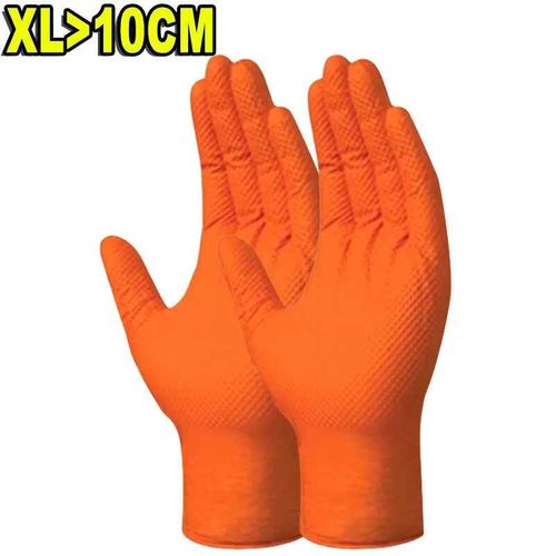 Gants épais et robustes en Nitrile,8Mil,Extra mécanicien,pour la maison,le jardin,jetables,avec poignée texturée,gants de travail de sécurité antidérapants - Type Orange XL-10PCS