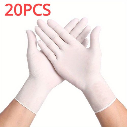 Gants blancs étanches à l'huile,20/50/100 pièces,protection de la maison,livres,cuisine,jardinage,embaudes cheveux,tatouage -20PCS Blanc-L