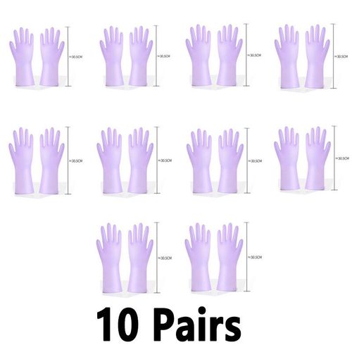 Gants de ménage antidérapants en Nitrile,pour cuisine,jardin,linge,vaisselle,qualité alimentaire,protection et réutilisation - Type Purple (10 pairs)-S
