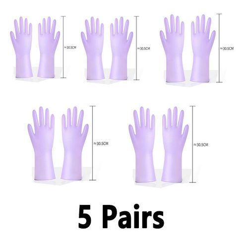 Gants de ménage antidérapants en Nitrile,pour cuisine,jardin,linge,vaisselle,qualité alimentaire,protection et réutilisation - Type Purple (5 pairs)-L