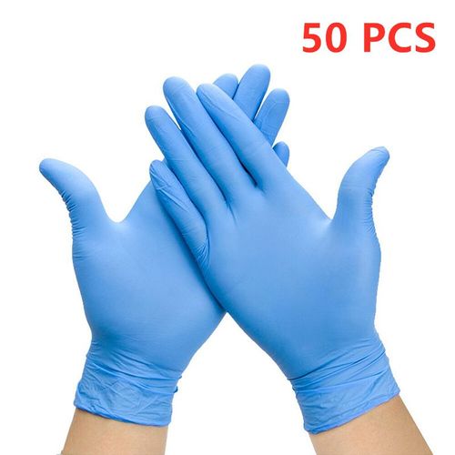 Gants en latex de poulet NitCarter pour le travail,la vaisselle,la cuisine,le jardin,les livres ménagers,le salon de coiffure,les gants sans poudre,100 pièces -Bleu 50PCS-S